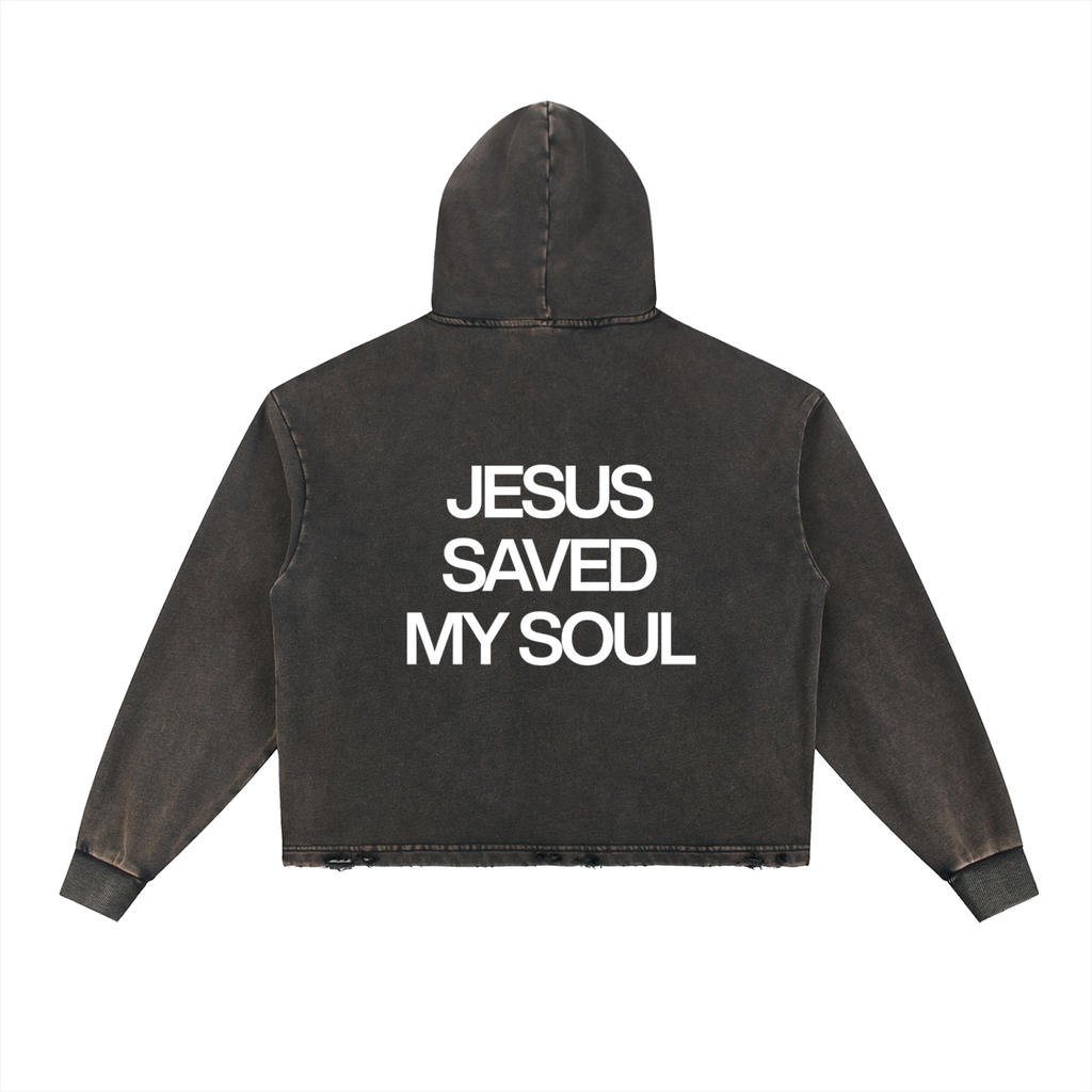 jesus saved my soul | washed frayed-hem