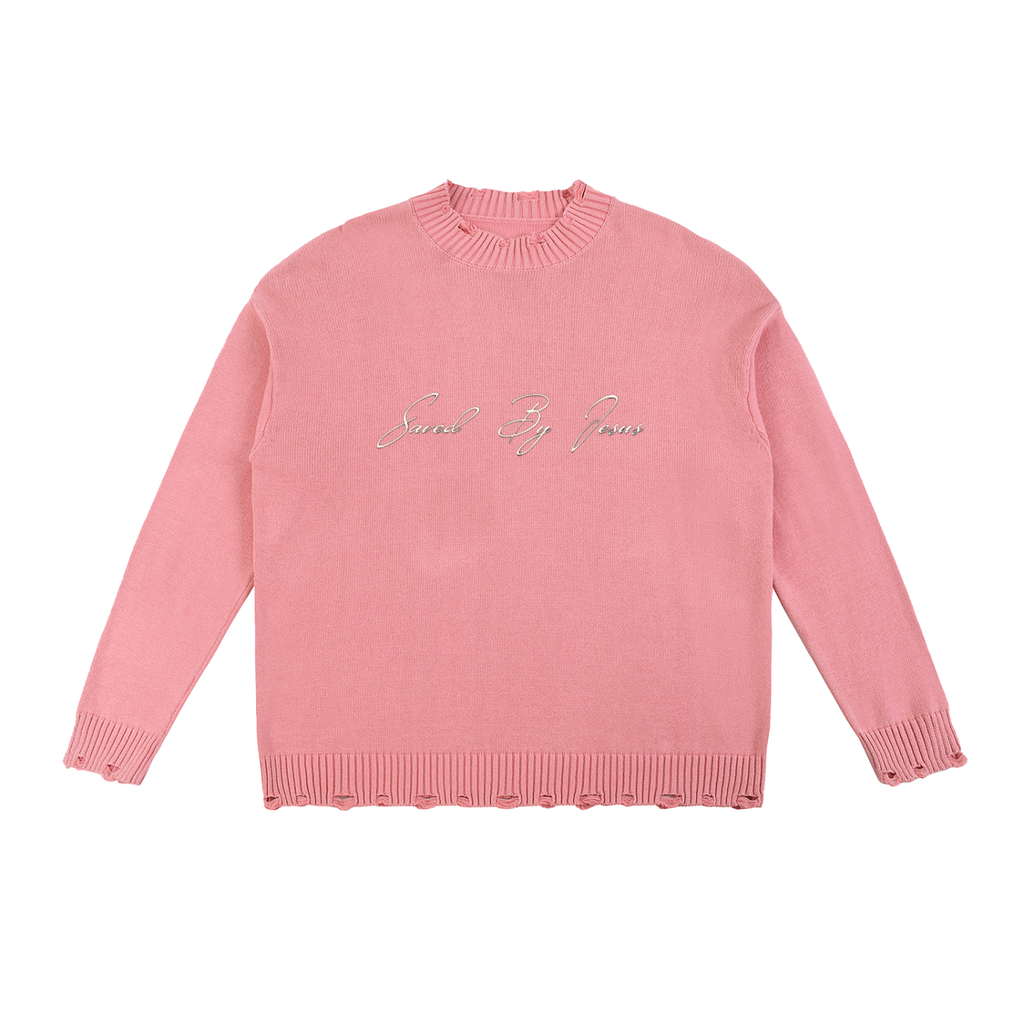 saved by jesus | frayed sweater